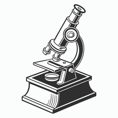 Black and White Microscope Sketch for Research and Education