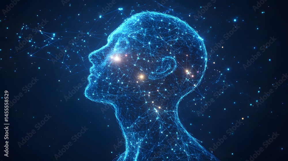 Aufkleber futuristic digital human head. artificial intelligence, neuroscience concept. connectivity emphasize