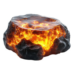Molten rock lava stone geology magma fire hot burning heat volcanic rock on transparent background