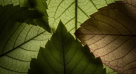 Obraz premium Intricate leaf veins nature's elegant design serene beauty unfolds