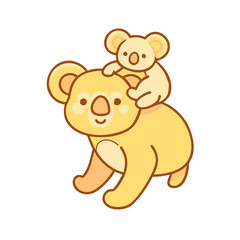 Fototapeta premium Koala Joey Back Icon Mother Baby Animal Australia Transparent Background