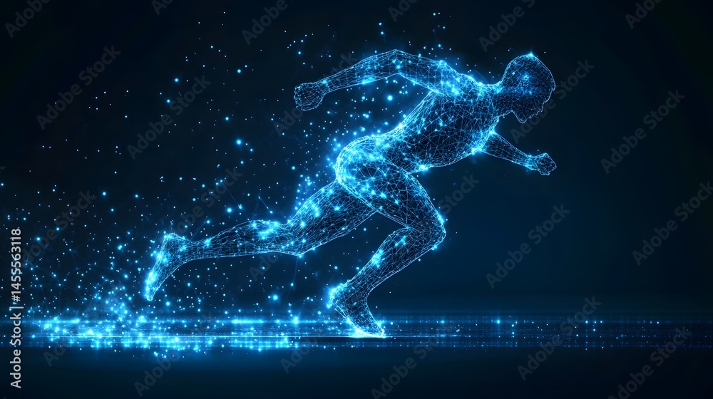 Aufkleber digital runner: a futuristic abstract of speed and agility