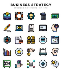 Business Strategy Icons bundle. Lineal Color style Icons. Vector illustration.