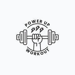 Minimalist Workout Logo – Hand Holding Dumbbell Line Art for Gym and Fitness