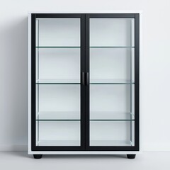 Modern Glass Display Cabinet in Elegant Black and White Design