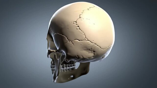 Exploring the intricate details of a human skull in three-dimensional rendering