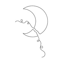 The moon one line art on a white artboard looks clean and peaceful