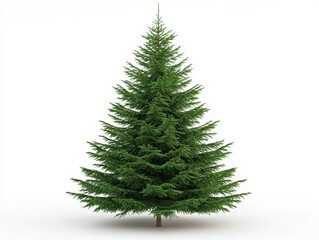 Fototapeta premium Isolated evergreen tree with a classic conical shape against a clean white background for festive designs