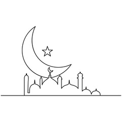 The moon one line art on a white artboard looks clean and peaceful