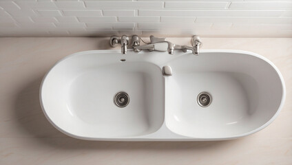 Fototapeta premium Top View of White Bathroom Sink for a Clean and Modern Look