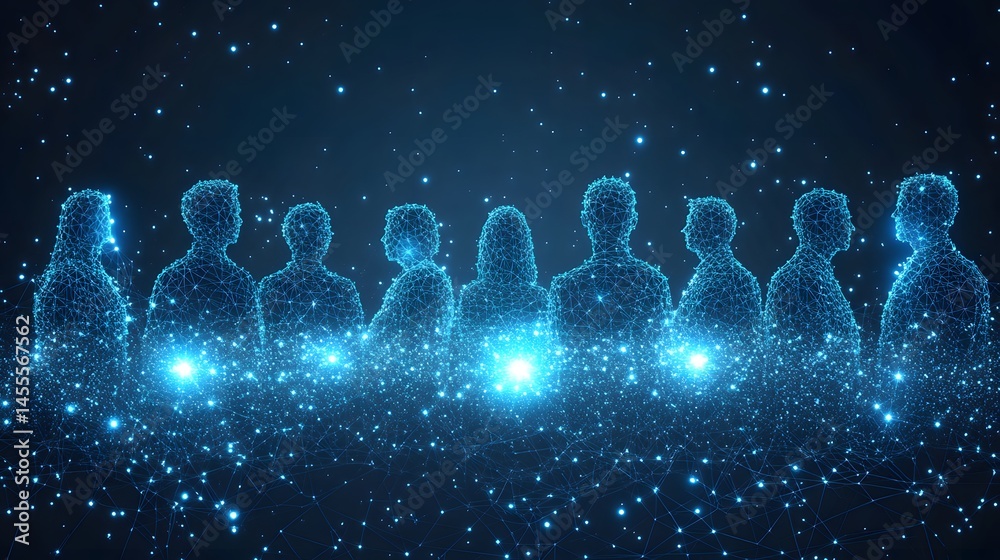 Aufkleber a digital community emerges from a glowing network. representing interconnectedness and technology, 