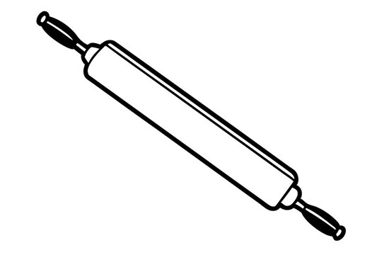 black and white rolling pin clip art preview