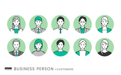 ネガティブな表情のビジネスパーソン ベクターイラストセット