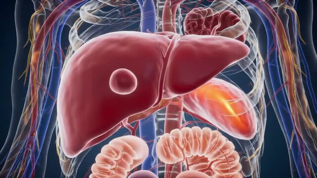 Explore the structure and function of the human liver in detailed anatomical animation