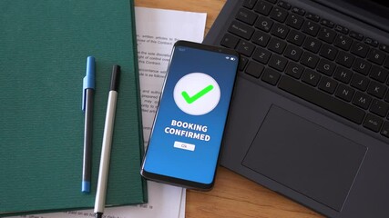 Booking confirmed notification on smartphone app.
