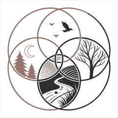 "Deer in Abstract Forest Logo"