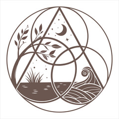 "Mountain Landscape with Moon Logo"