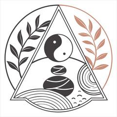 "Minimal Yin Yang Leaf Logo"