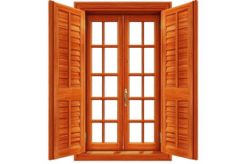 Wooden double-hung window with shutters