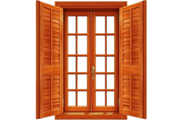 Wooden double-hung window with shutters
