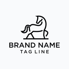 Elegant horse logo design in a minimalist line art style. Ideal for luxury brands, equestrian businesses, or premium product lines.