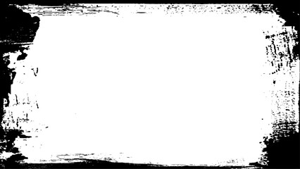 Abstract decorative black & white Grunge frame. Paint brush stroke black frame. 