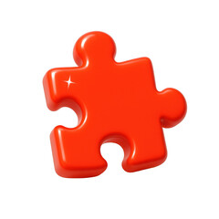 Obraz premium A single vibrant red puzzle piece with a high-gloss finish and crisp 3D rendering.