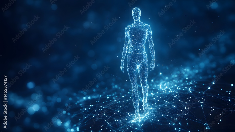 Aufkleber digital human walking. a futuristic representation of connectivity and progress. abstract digital lo