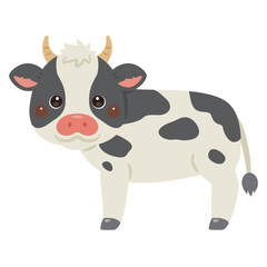 正面を見たウシの横向きイラスト