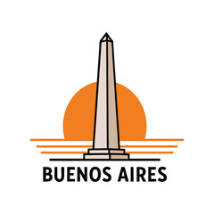 buenos aires argentina monument icon with sun behind