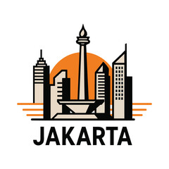 icon monas jakarta city indonesia vector logo