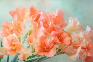 Delicate cluster of peach-toned flowers in soft focus.