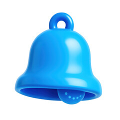 A striking blue 3D model of a bell, crafted with a smooth, glossy finish, serving as a modern symbol for notifications and alerts.