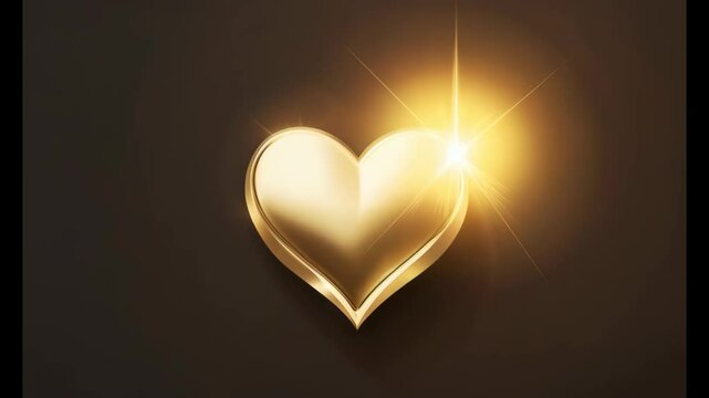 Sparkling heart with gold colored rays in dark background in high quality 4K footage video motion 
 - Powered by Adobe
