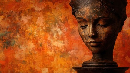 Sculpted head on textured background