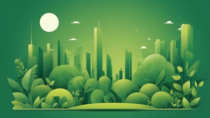 landscape with green city