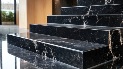 Black marble staircase modern interior design