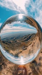 Desert landscape through lensball
