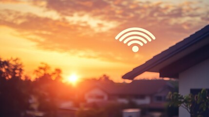 Wi fi over house during sunset