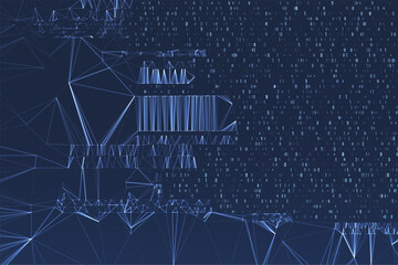 Abstract space polygonal illustration. Big data code representation. Graphic concept for your design.