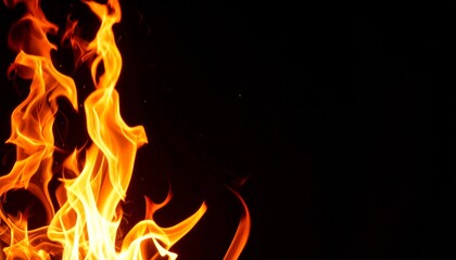 Fototapeta premium burning fire at studio photo or transparent on dark background 