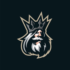 King mascot logo design vector with concept style for badge, emblem and t shirt printing. King head illustration.