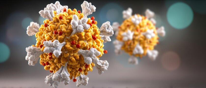 Detailed Microscopic Illustration of Virus Particles with Complex Protein Structures