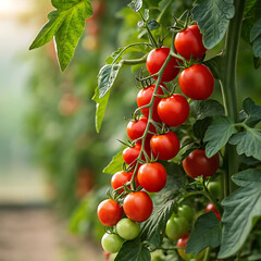 cherry tomatoes on a branch