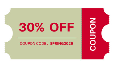 Spring 2025 Coupon – 30% OFF Discount Voucher with Code vector illustration

