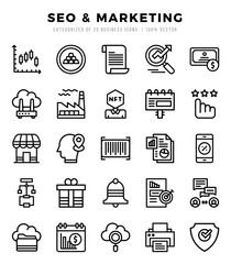 Set of SEO & Marketing icons in Lineal style. Lineal Icons symbol collection.
