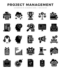 Project Management. Glyph icons Pack. vector illustration.