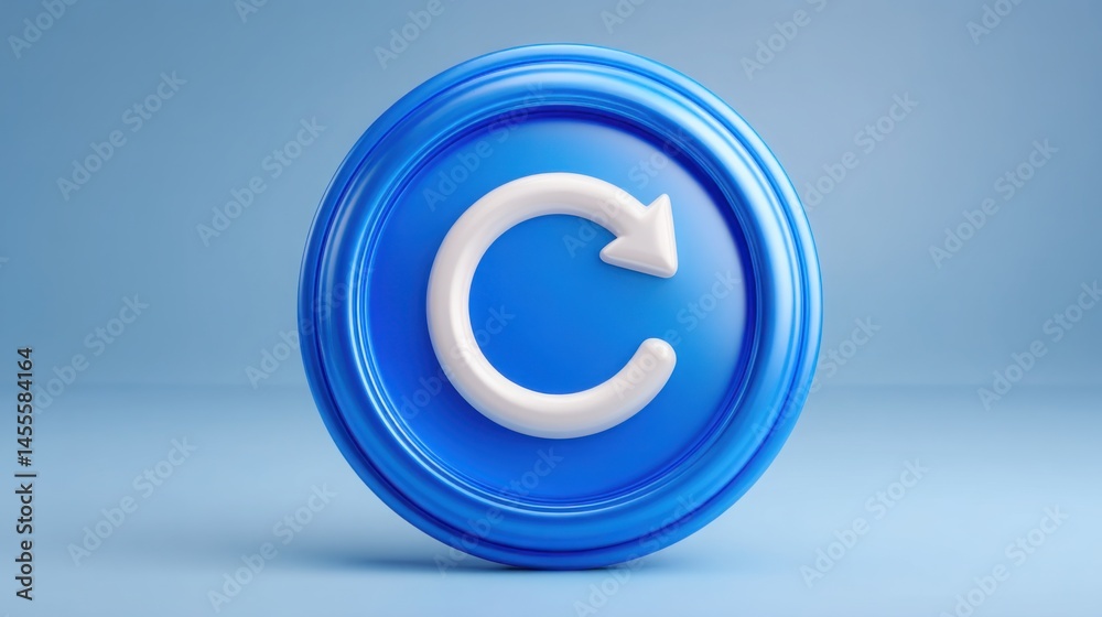 Poster blue button featuring a white arrow symbolizing data-centric return panel for conceptualizing number