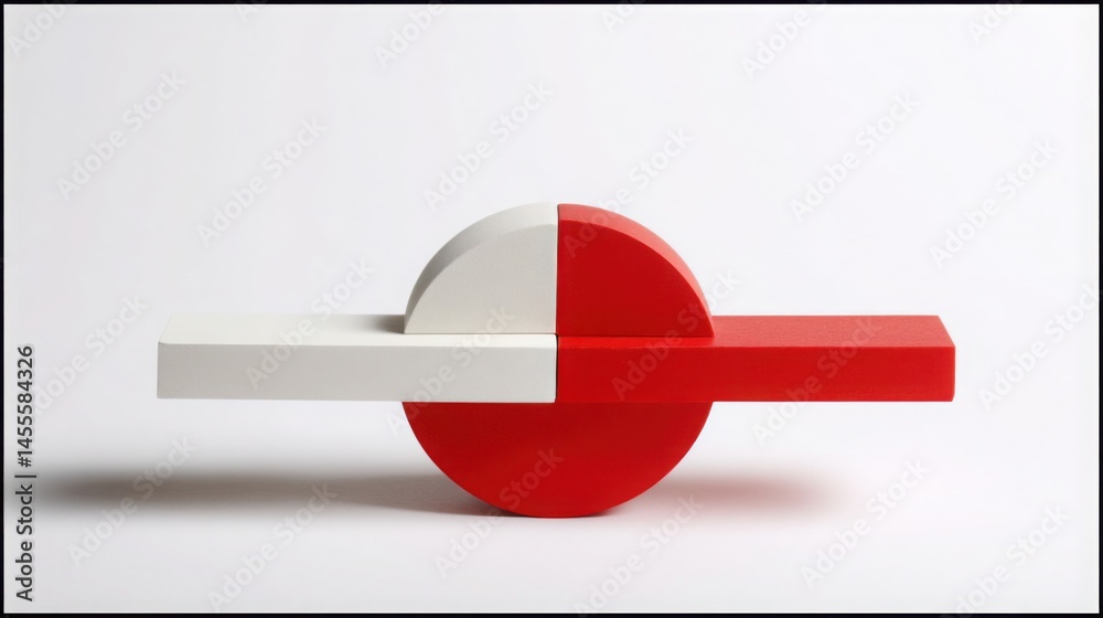 Poster red and white object representing data harmony in concept for balanced financial insights and real-t