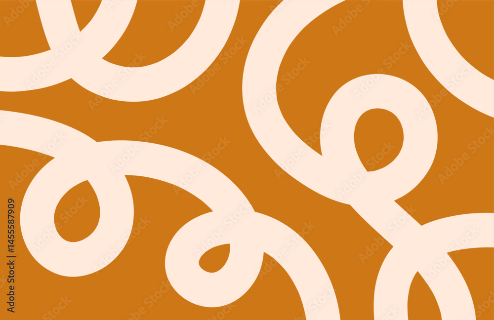 Aufkleber Abstract horizontal background with dynamic linear waves. Trendy vector illustration in style retro 60s, 70s. Brown and beige colors	